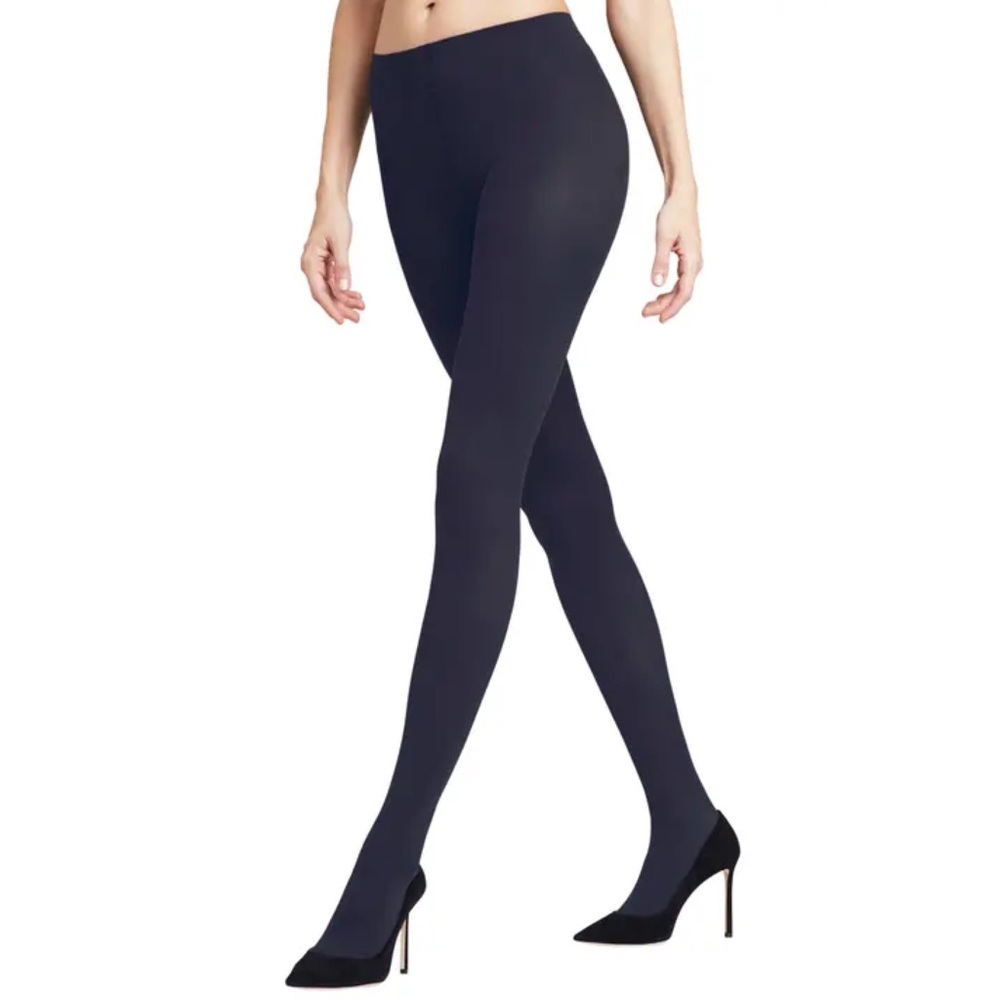 NWT Nordstrom Navy Blue Opaque Control Top Tights Size Tall